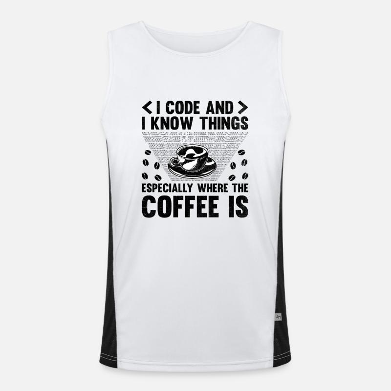 Kaffee-Codierung Programmierer Programmierer Entwickler Nerd Coff Funktionelles Kontrast-Tank Top für Männer 