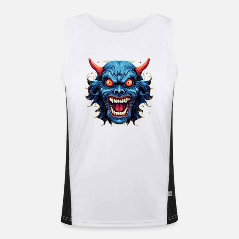 Japanischer Hannya Dämon Samurai Warrior Oni Maske Funktionelles Kontrast-Tank Top für Männer 