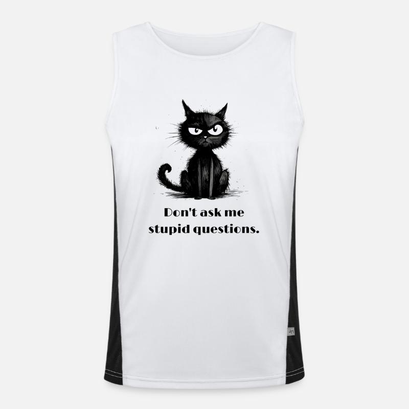 schwarze Katze Comic Style lustiger Spruch Funktionelles Kontrast-Tank Top für Männer 