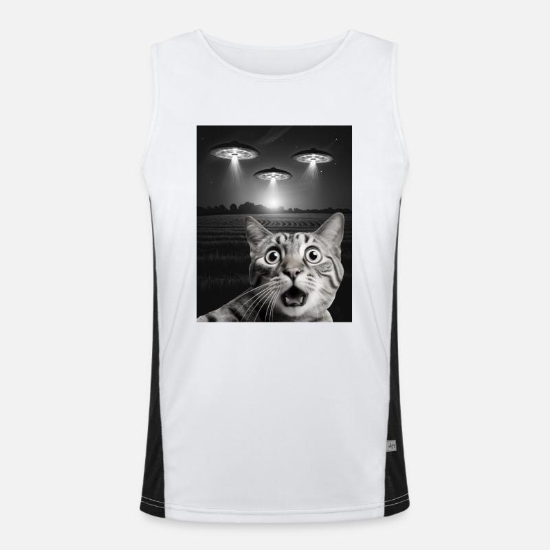 Drôle De Chats Selfie Devant Des OVNI Chat OVNI Débardeur respirant contrasté Homme 