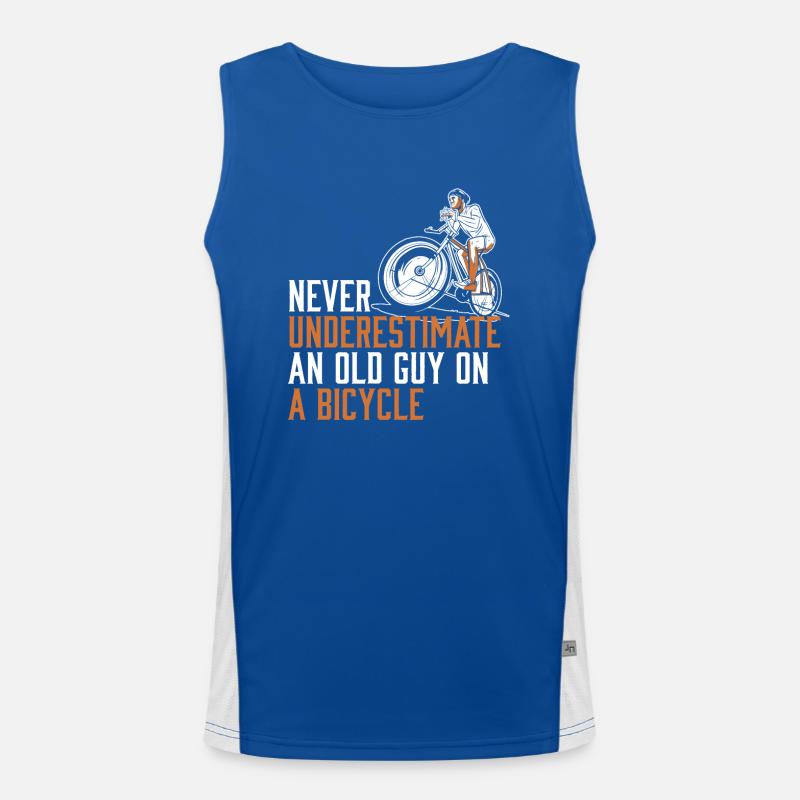 Never Underestimate An Old Guy on a Bicycle Funktionelles Kontrast-Tank Top für Männer 
