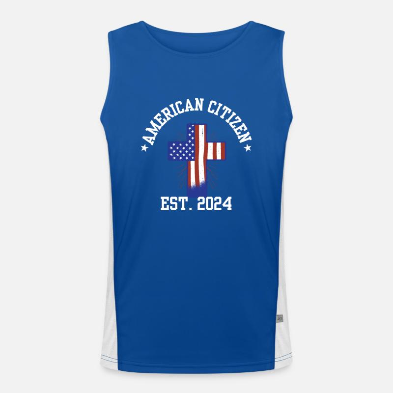 American Citizen Est 2024 US Flag Naturalized Funktionelles Kontrast-Tank Top für Männer 