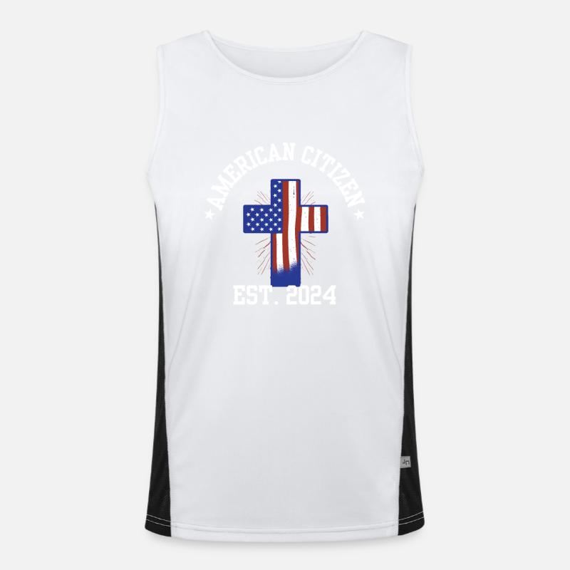 American Citizen Est 2024 US Flag Naturalized Funktionelles Kontrast-Tank Top für Männer 
