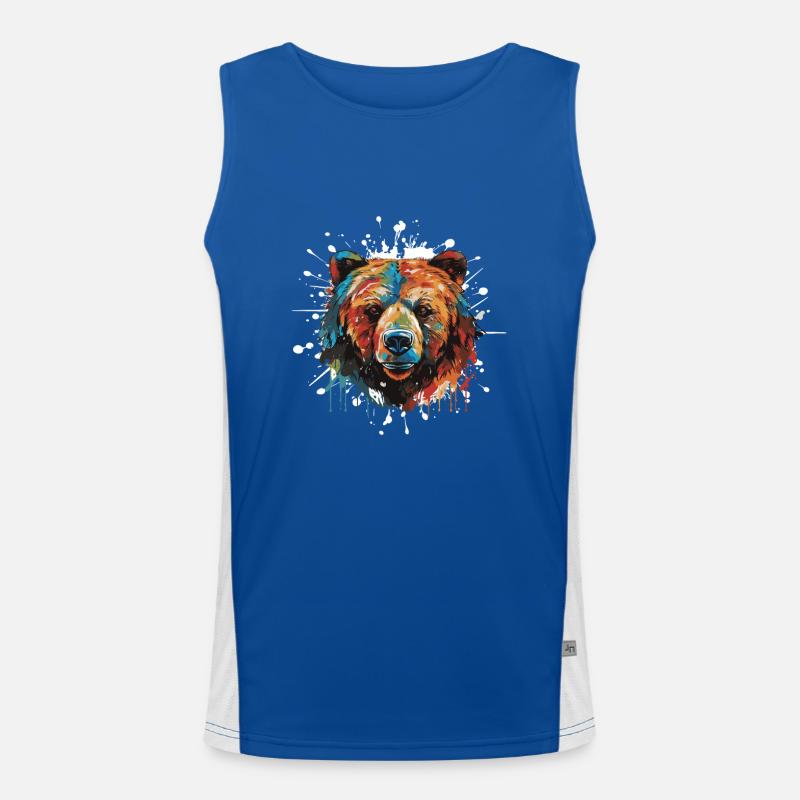 Bär Pop Art Kopf Funktionelles Kontrast-Tank Top für Männer 