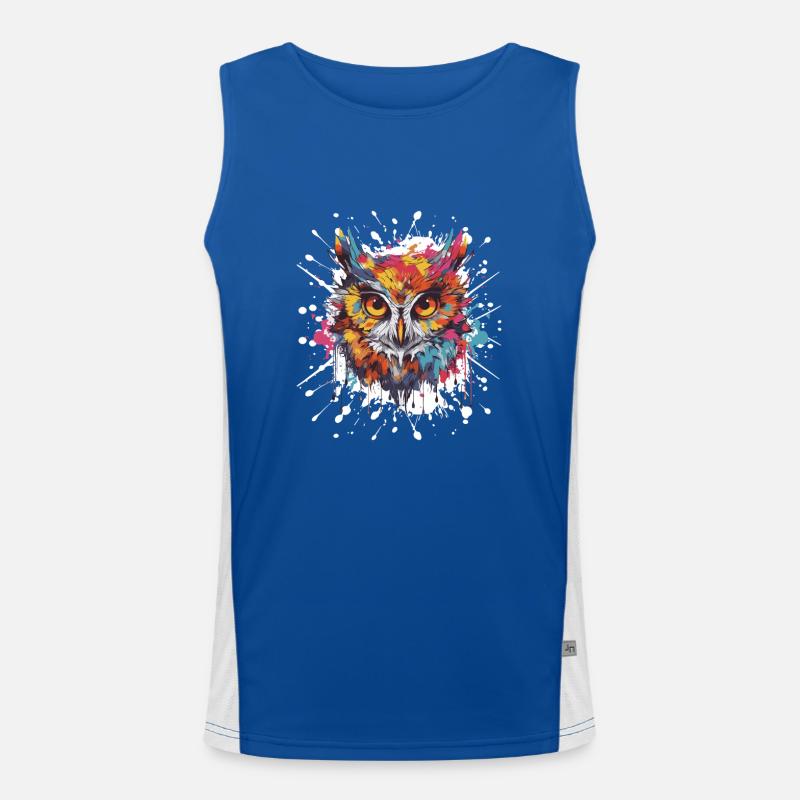 Owl Pop Art Head Men's Functional Contrast Tank Top 