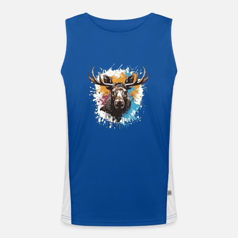 Elch Pop Art Kopf Funktionelles Kontrast-Tank Top für Männer 