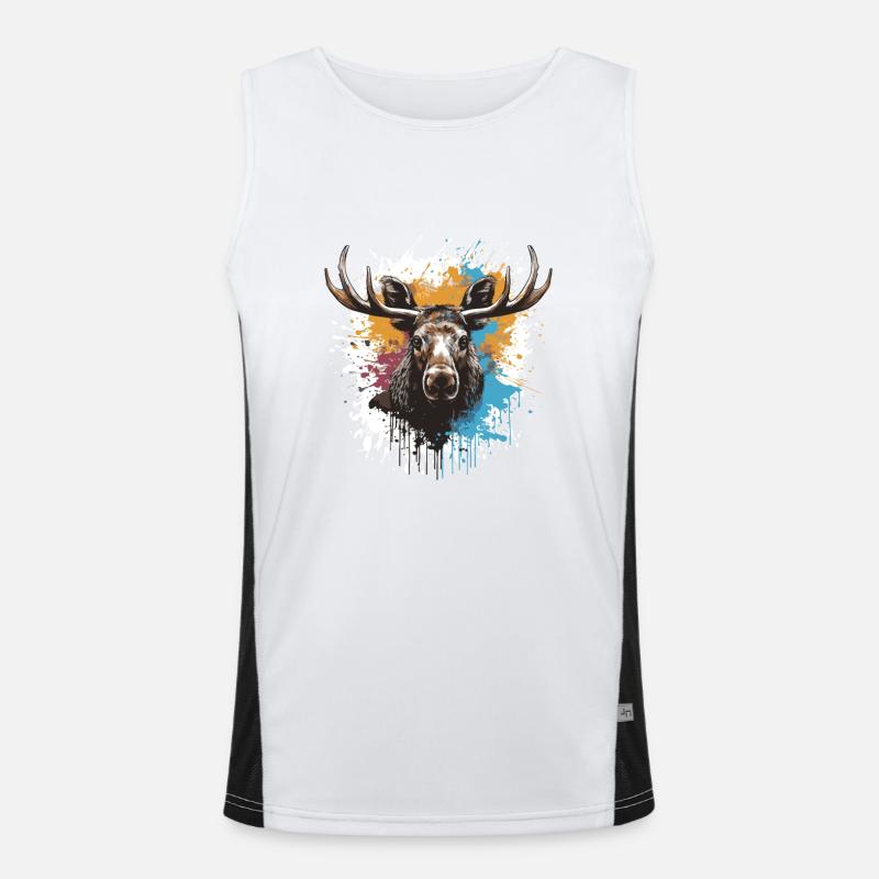 Elch Pop Art Kopf Funktionelles Kontrast-Tank Top für Männer 