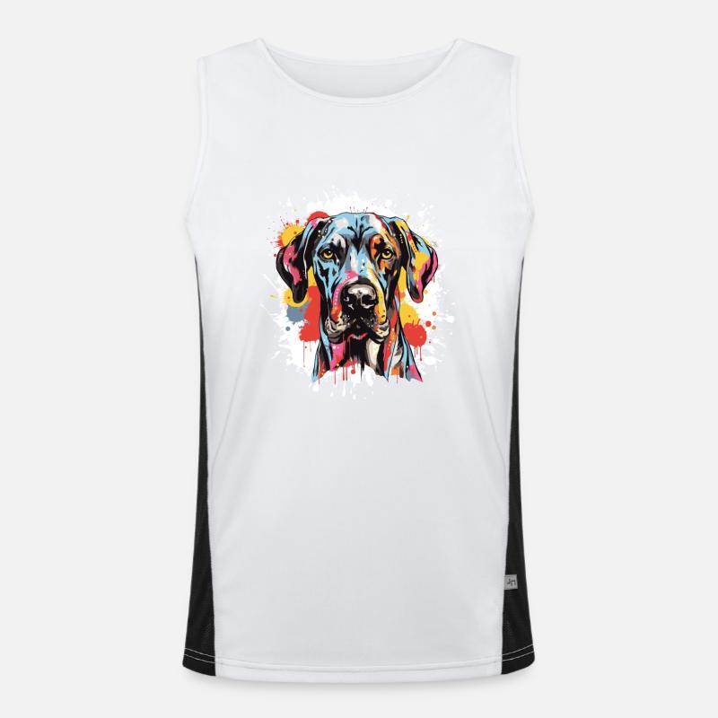 Great Dane Hund Pop Art Kopf Funktionelles Kontrast-Tank Top für Männer 