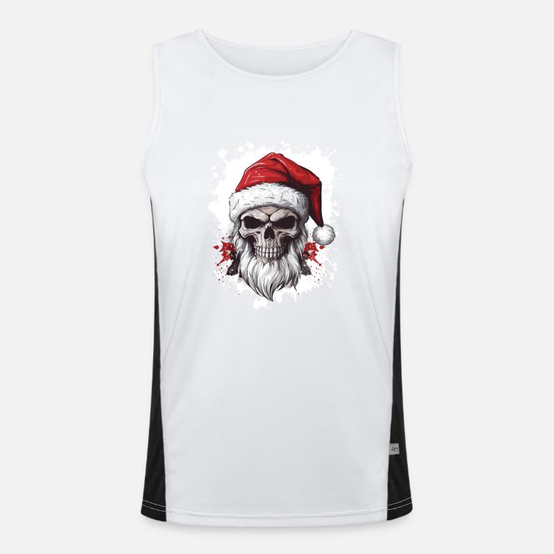 Weihnachtsmann Totenkopf Pop Art Funktionelles Kontrast-Tank Top für Männer 