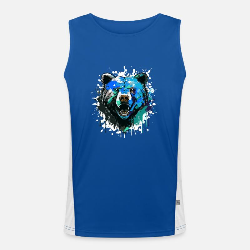 Bear Head Portrait Colorful Men's Functional Contrast Tank Top 
