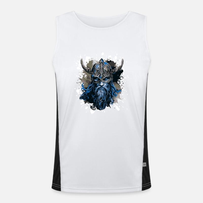 Wikinger Kopf Valhalla Krieger Bunt Funktionelles Kontrast-Tank Top für Männer 