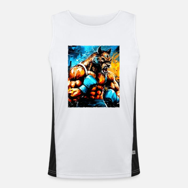 Wolf Boxer Kämpfer Funktionelles Kontrast-Tank Top für Männer 