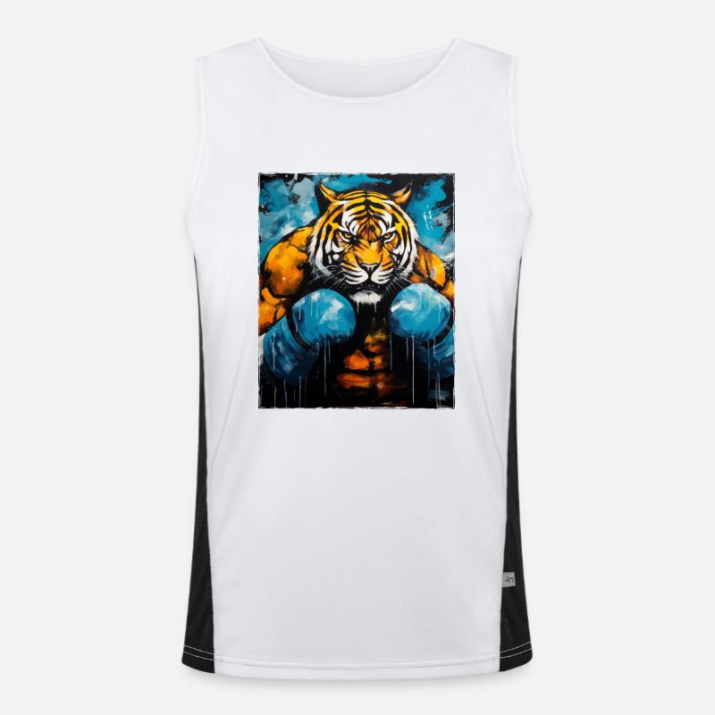 Tiger Boxer Kämpfer Funktionelles Kontrast-Tank Top für Männer 