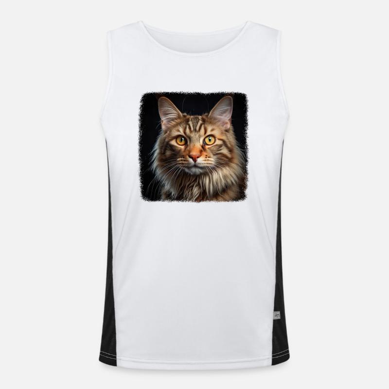 Cat Katzen American Bobtail Funktionelles Kontrast-Tank Top für Männer 
