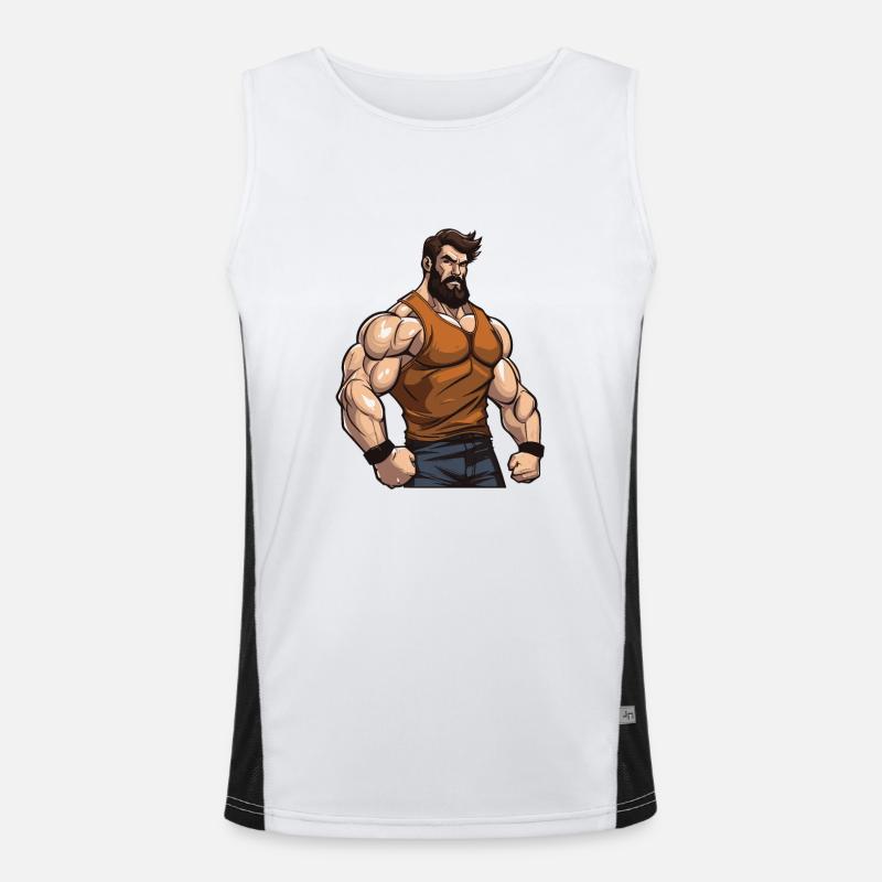 Workout Bodybuilder Muscles - Men's Functional Contrast Tank Top  - white/black