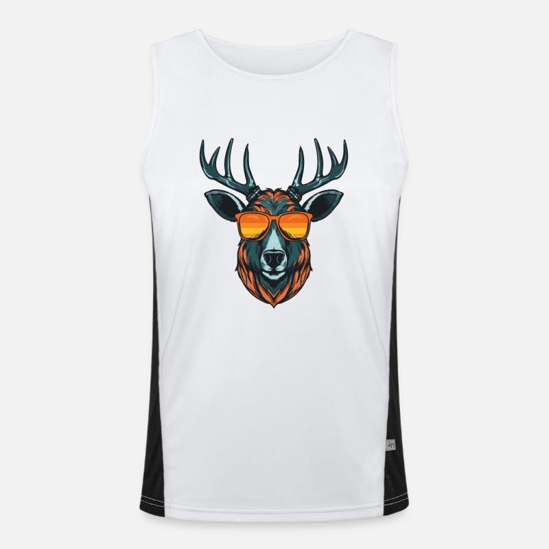 Deer Head Portrait Cool Men's Functional Contrast Tank Top 