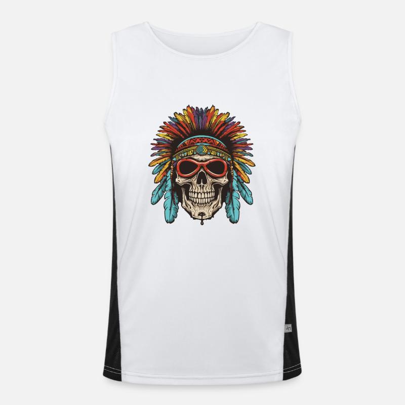 Apache Skull Native American Men's Functional Contrast Tank Top 