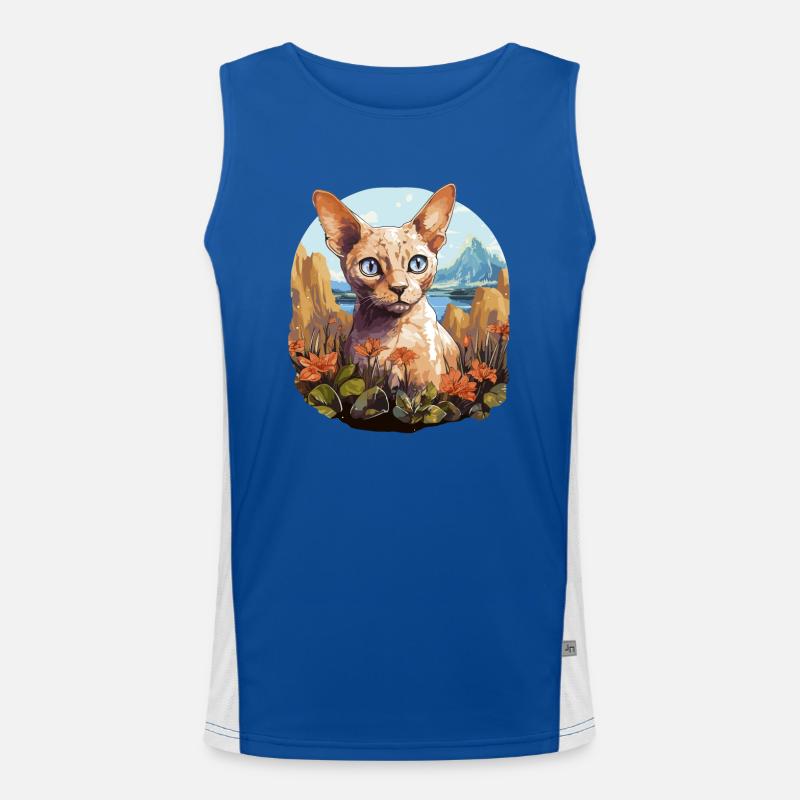 Devon Rex Kätzchen Devon Rex Katze Funktionelles Kontrast-Tank Top für Männer 