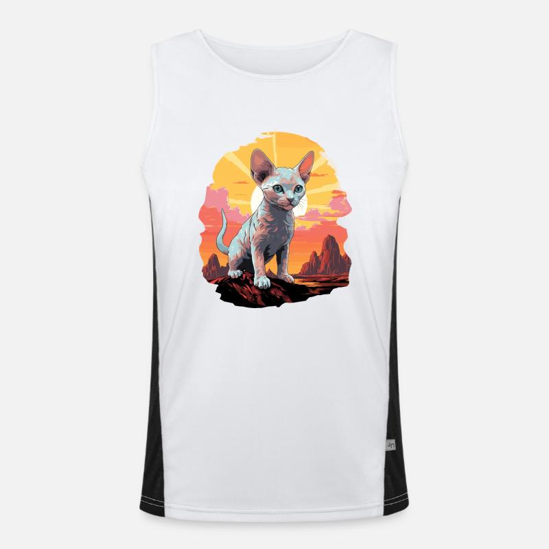 Devon Rex Kätzchen Devon Rex Katze Funktionelles Kontrast-Tank Top für Männer 