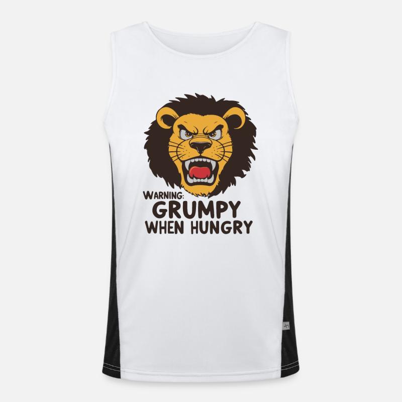 GRUMPY WHEN HUNGRY - Men's Functional Contrast Tank Top  - white/black