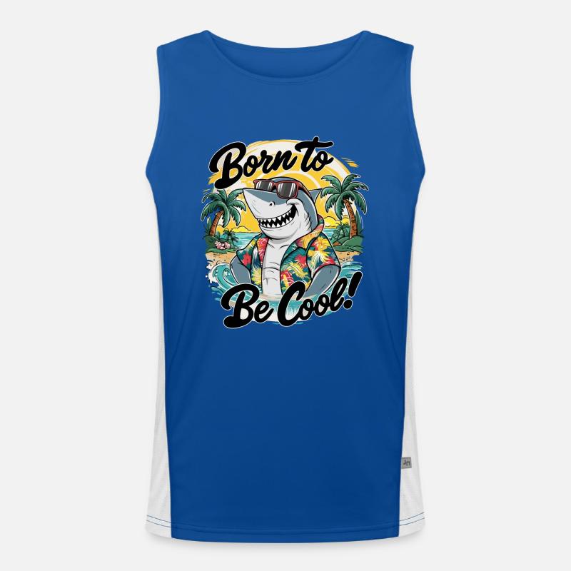 Drôle de requin avec des lunettes de soleil vacances d’été Débardeur respirant contrasté Homme 