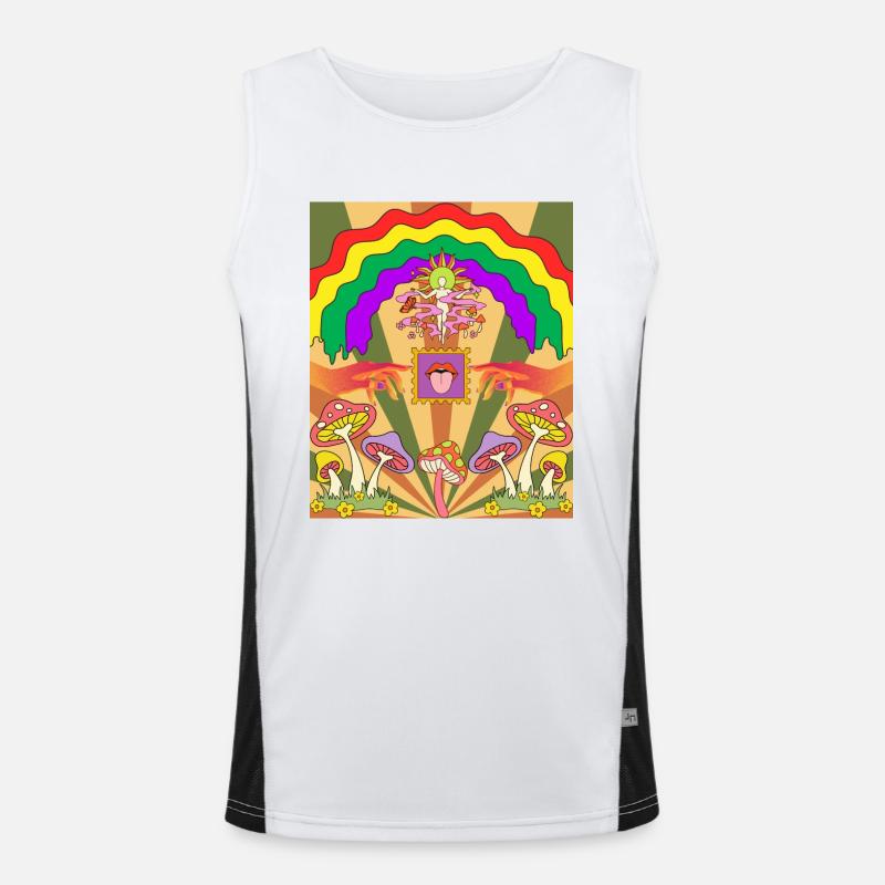 Creative Psychedelic Design - Men's Functional Contrast Tank Top  - white/black