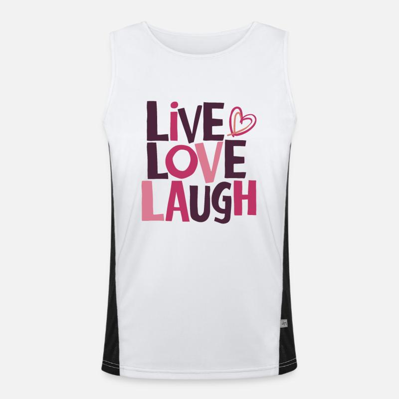 LEBE LIEBE, LACHE Funktionelles Kontrast-Tank Top für Männer 