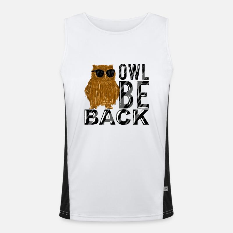 Eule Be Back Lustige Eule mit Sonnenbrille Nächtlich Funktionelles Kontrast-Tank Top für Männer 