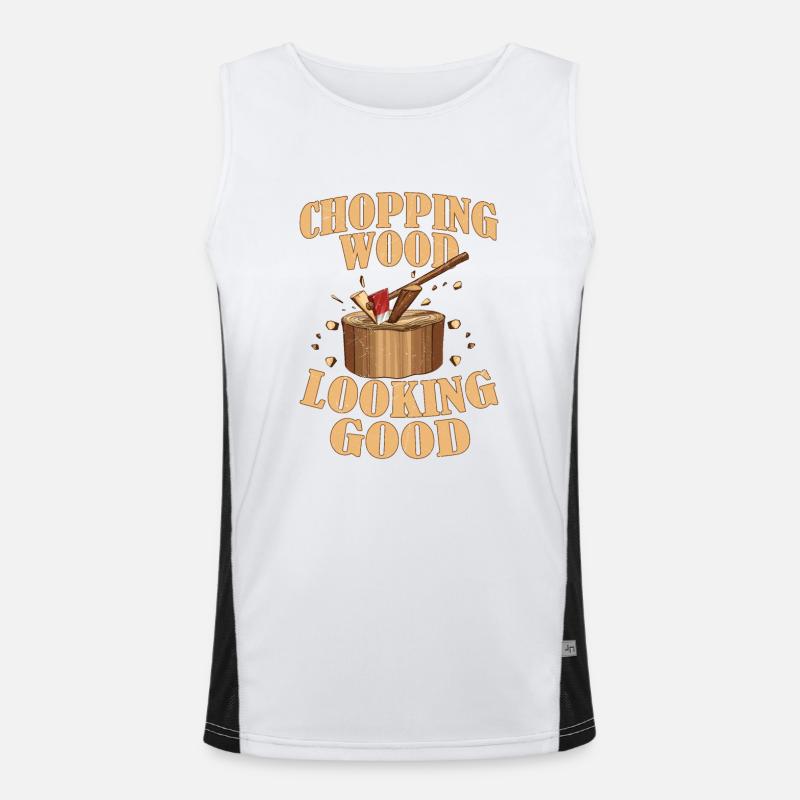 Chopping Wood Looking Good Logging Logger Funktionelles Kontrast-Tank Top für Männer 