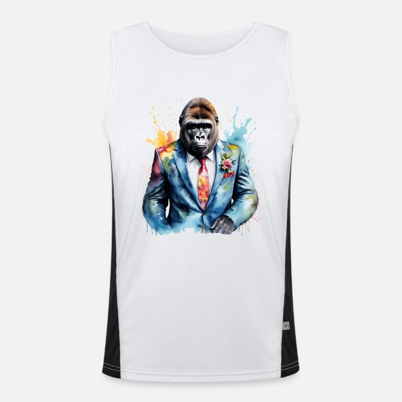 Gorilla Anzug Affe Bunt Tier Design Print Funktionelles Kontrast-Tank Top für Männer 
