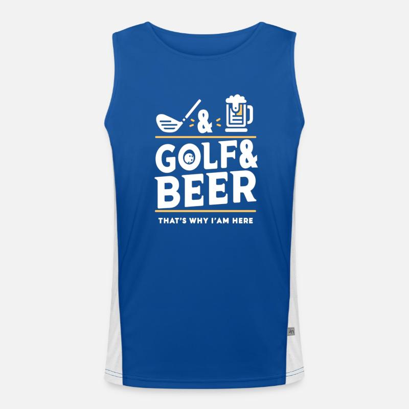 Golf und Bier - deshalb bin ich hier Funktionelles Kontrast-Tank Top für Männer 