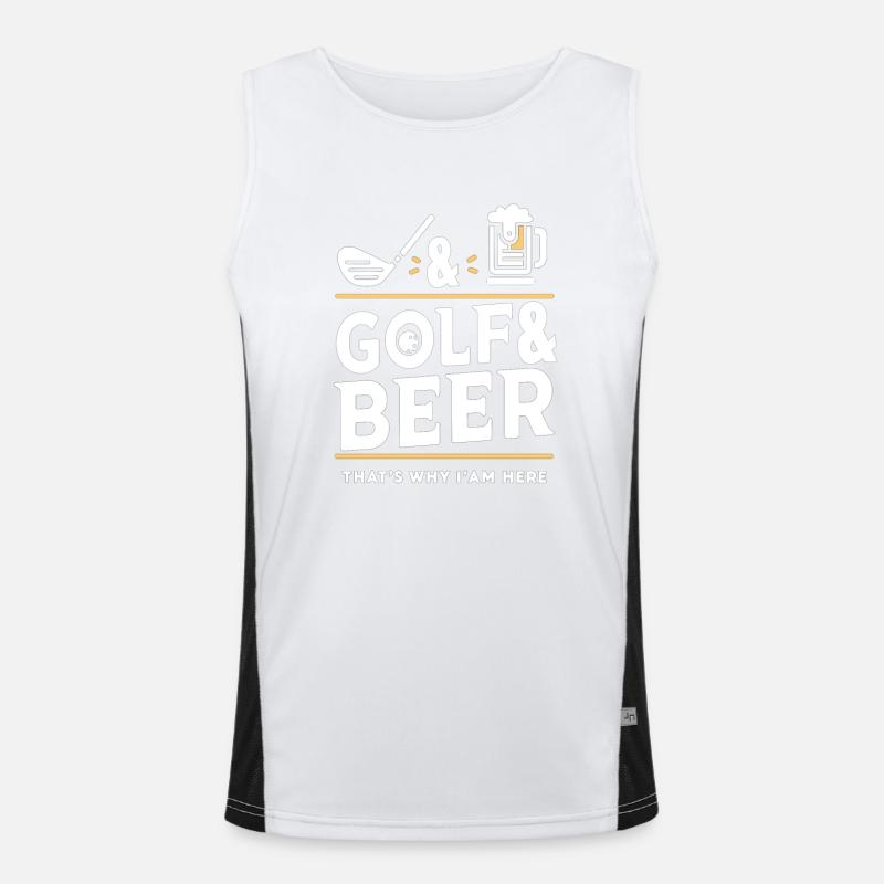 Golf und Bier - deshalb bin ich hier Funktionelles Kontrast-Tank Top für Männer 