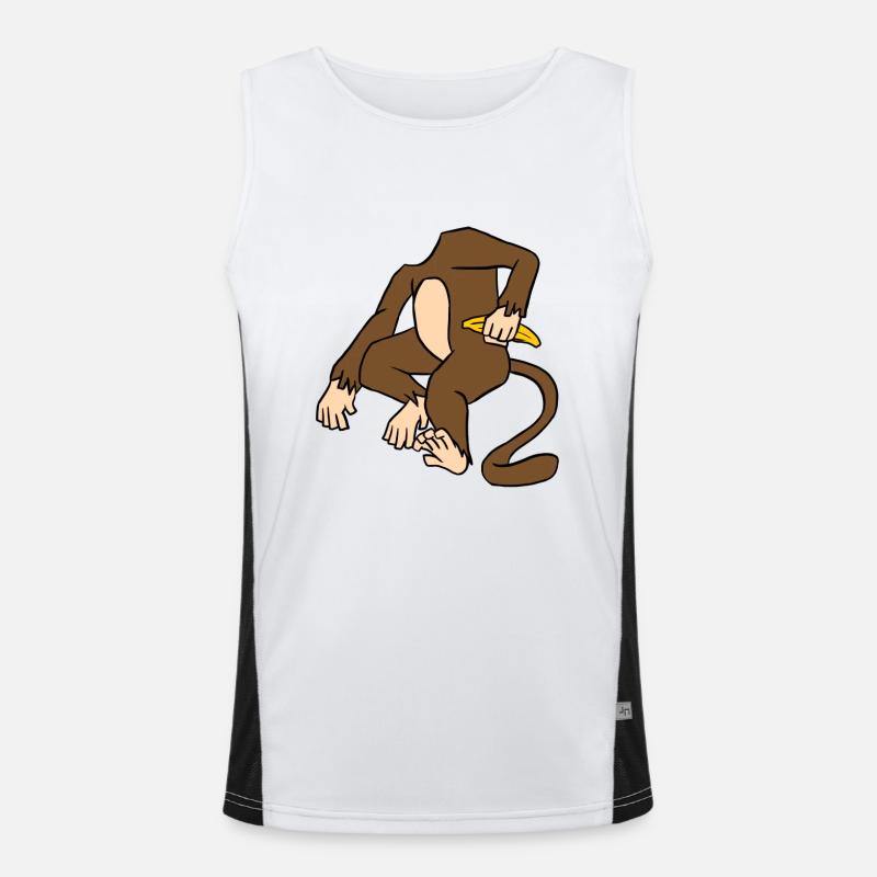 Affe Körper Mit Einer Banane Lustiger Affen-Primat Funktionelles Kontrast-Tank Top für Männer 