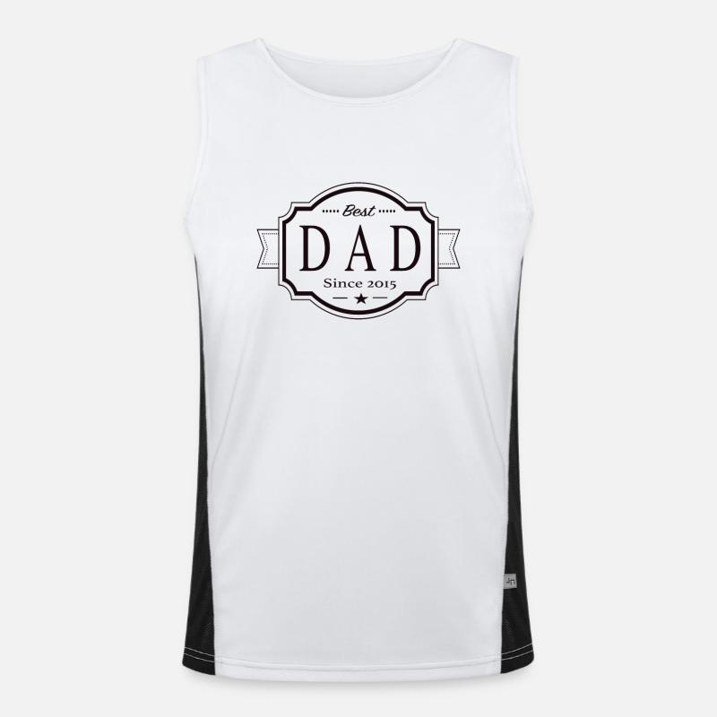 Best dad since 2015 - Men's Functional Contrast Tank Top  - white/black