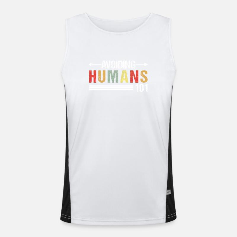 Human avoidance 101 - Men's Functional Contrast Tank Top  - white/black