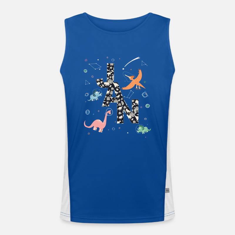 JAN - Beautiful boy name with dinosaur Men's Functional Contrast Tank Top 
