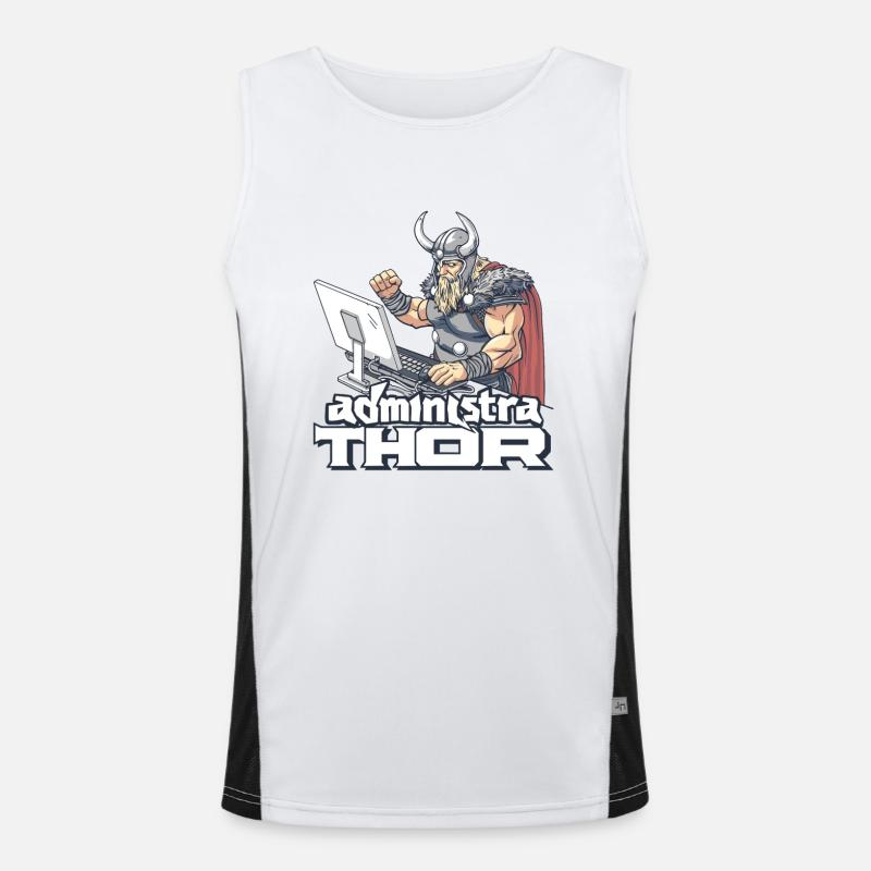 Viking Databaseadministra-thor Nerdy - Men's Functional Contrast Tank Top  - white/black