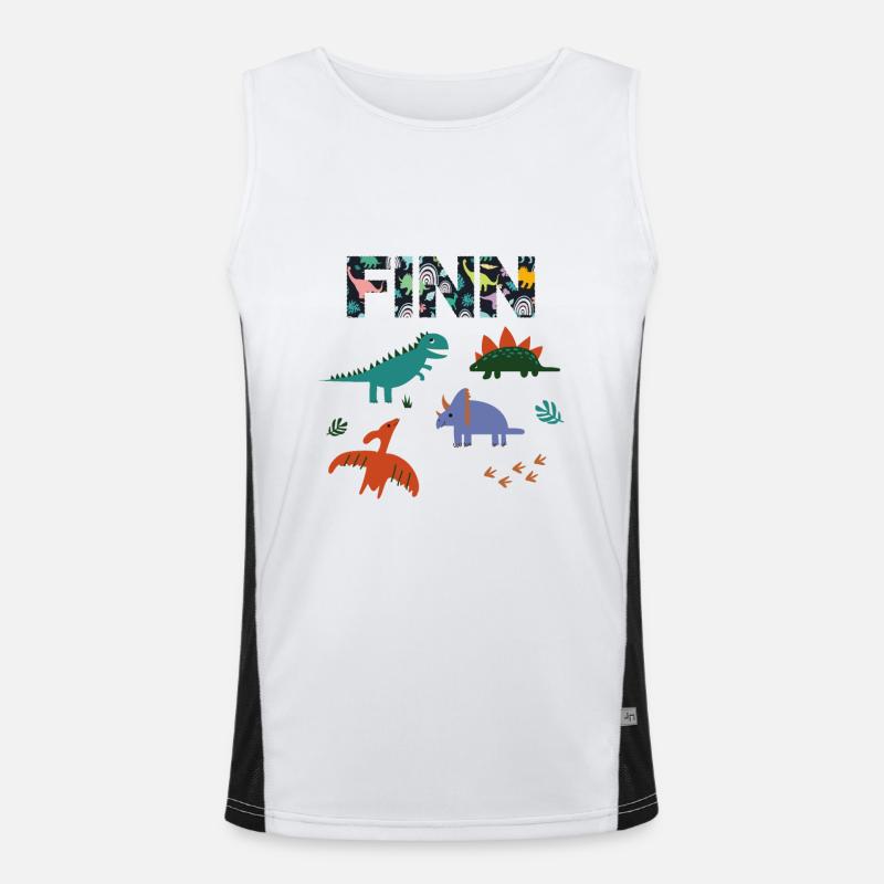 FINN - Beautiful boy name with dinosaur Men's Functional Contrast Tank Top 