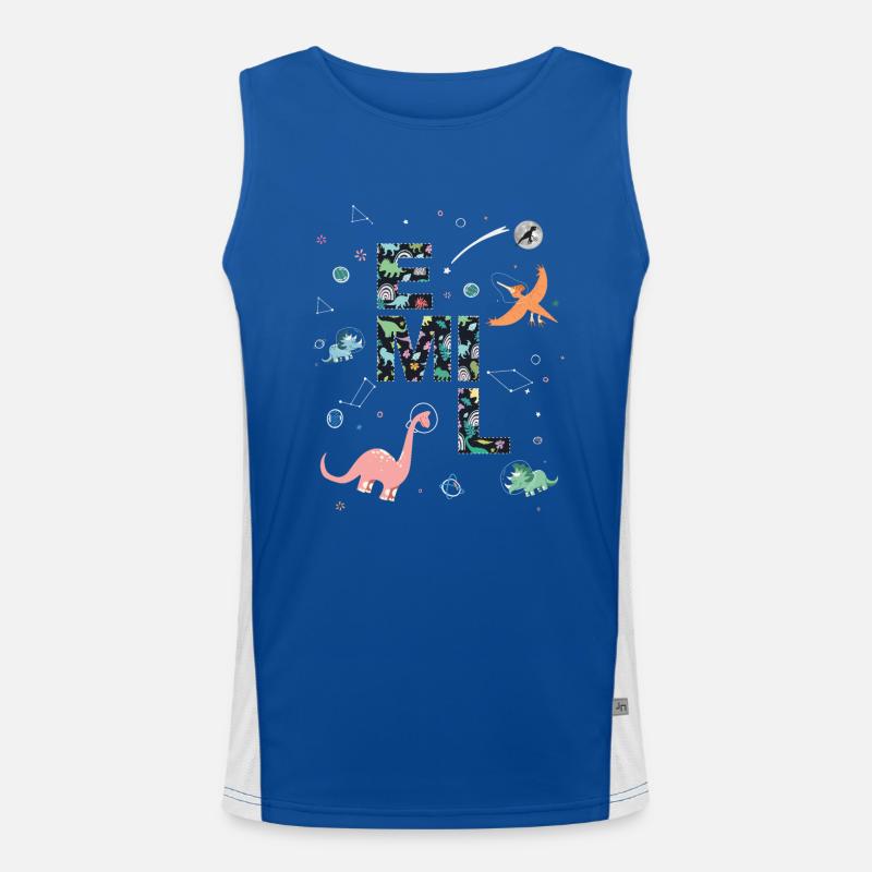 EMIL - Beautiful boy name with dinosaur Men's Functional Contrast Tank Top 