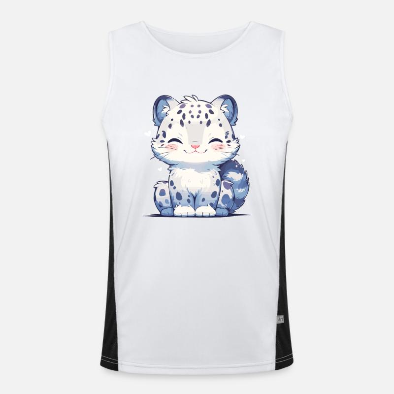 Snow Leopard Schneeleoparde Schneeleopard - Men's Functional Contrast Tank Top  - white/black