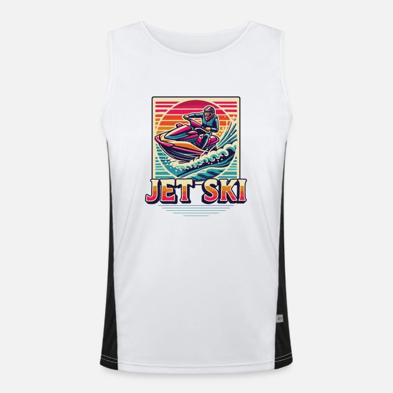 Jet Ski Adventure Retro Summer Men's Functional Contrast Tank Top 