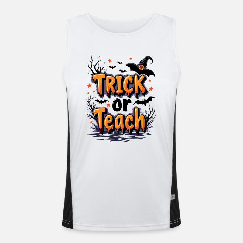 Trick or Teach Schule Halloween Lehrer Funktionelles Kontrast-Tank Top für Männer 
