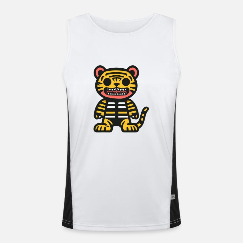 Tiger Halloween Comic Funny - Men's Functional Contrast Tank Top - white/black