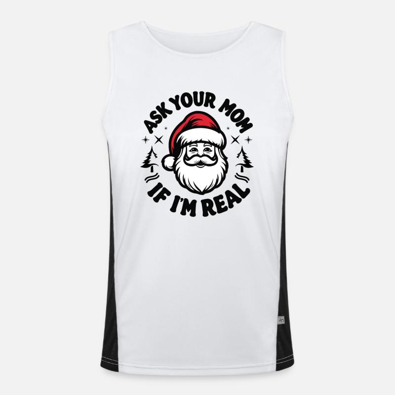 Frag deine Mutter, ob ich echt bin Funktionelles Kontrast-Tank Top für Männer 