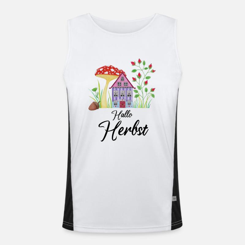 Hello Autumn Toadstool Dwarf House fantasy Men's Functional Contrast Tank Top 