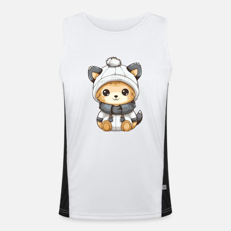 Fox Winter Comic Cute - Men's Functional Contrast Tank Top - white/black
