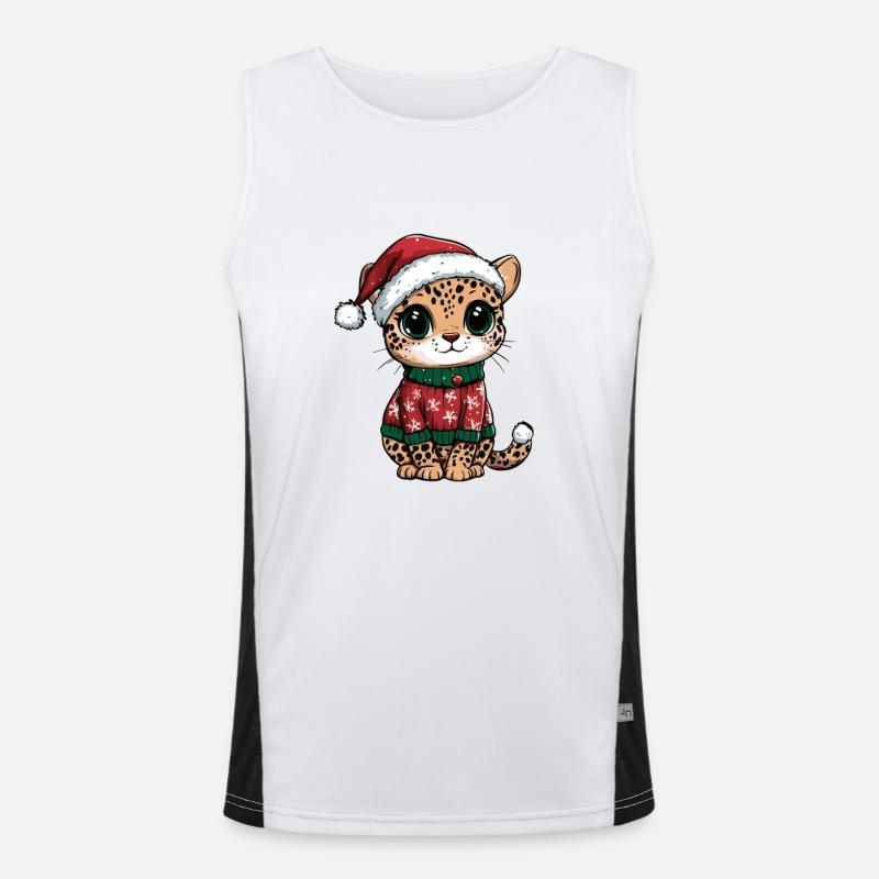 Leopard Christmas Men's Functional Contrast Tank Top 