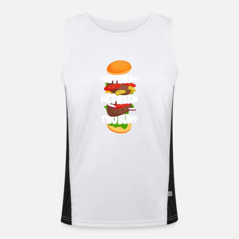 Happiness between two rolls - Men's Functional Contrast Tank Top  - white/black