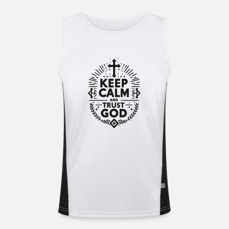 Keep Calm and Trust God - Men's Functional Contrast Tank Top  - white/black