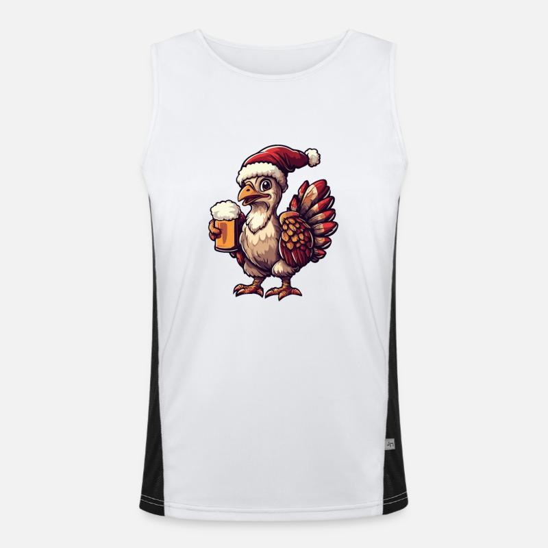 Truthahn Weihnachten Bier Funktionelles Kontrast-Tank Top für Männer 